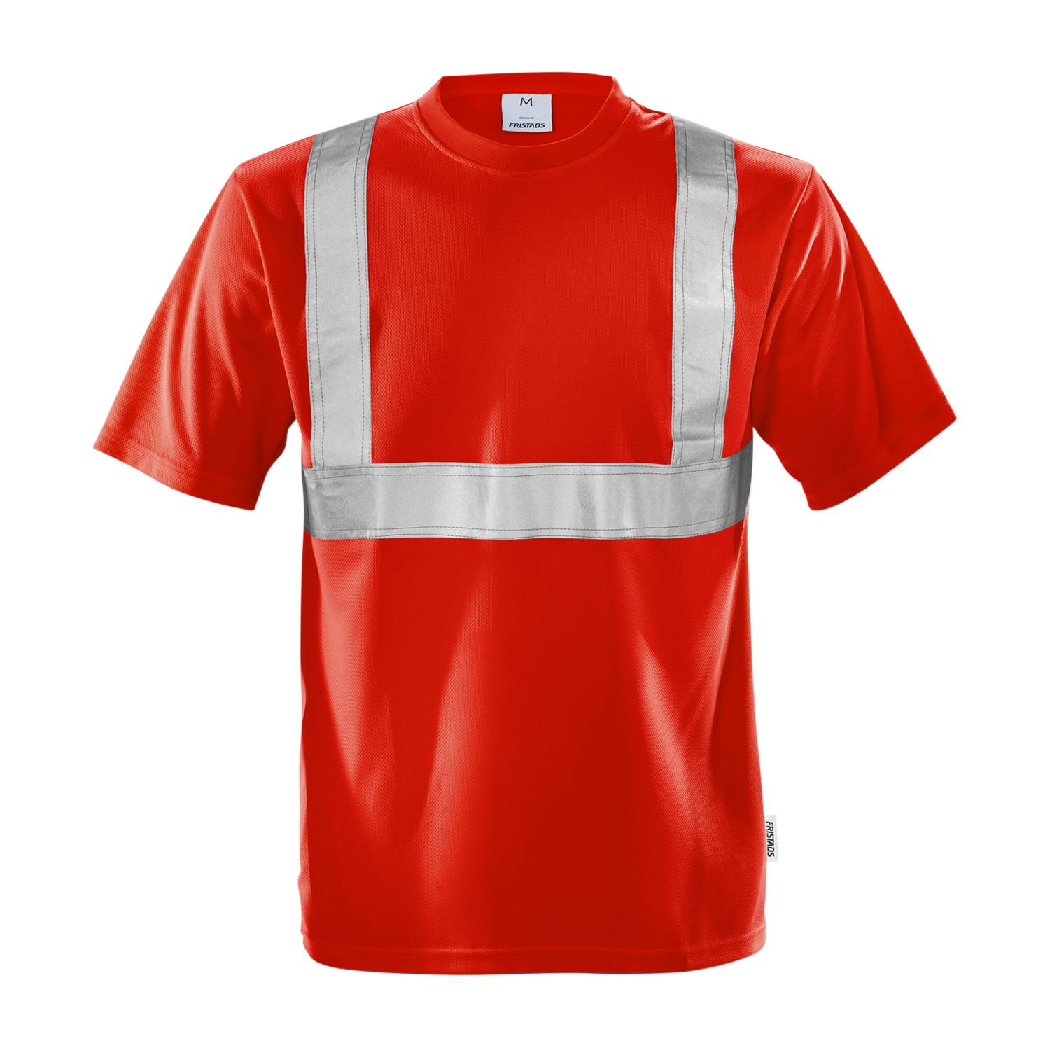 Fristads visokovidljiva majica 101010-330: High vis t-shirt class 2 7411 TP-101010-330 Rib-knit neck / 2-needle stitches on reflective tape / Approved according to EN ISO 20471 class 2 / Approved after 25 washes / OEKO-TEX certified. Materijal: 100% Polyester. Težina: 180 grama Certifikat: link